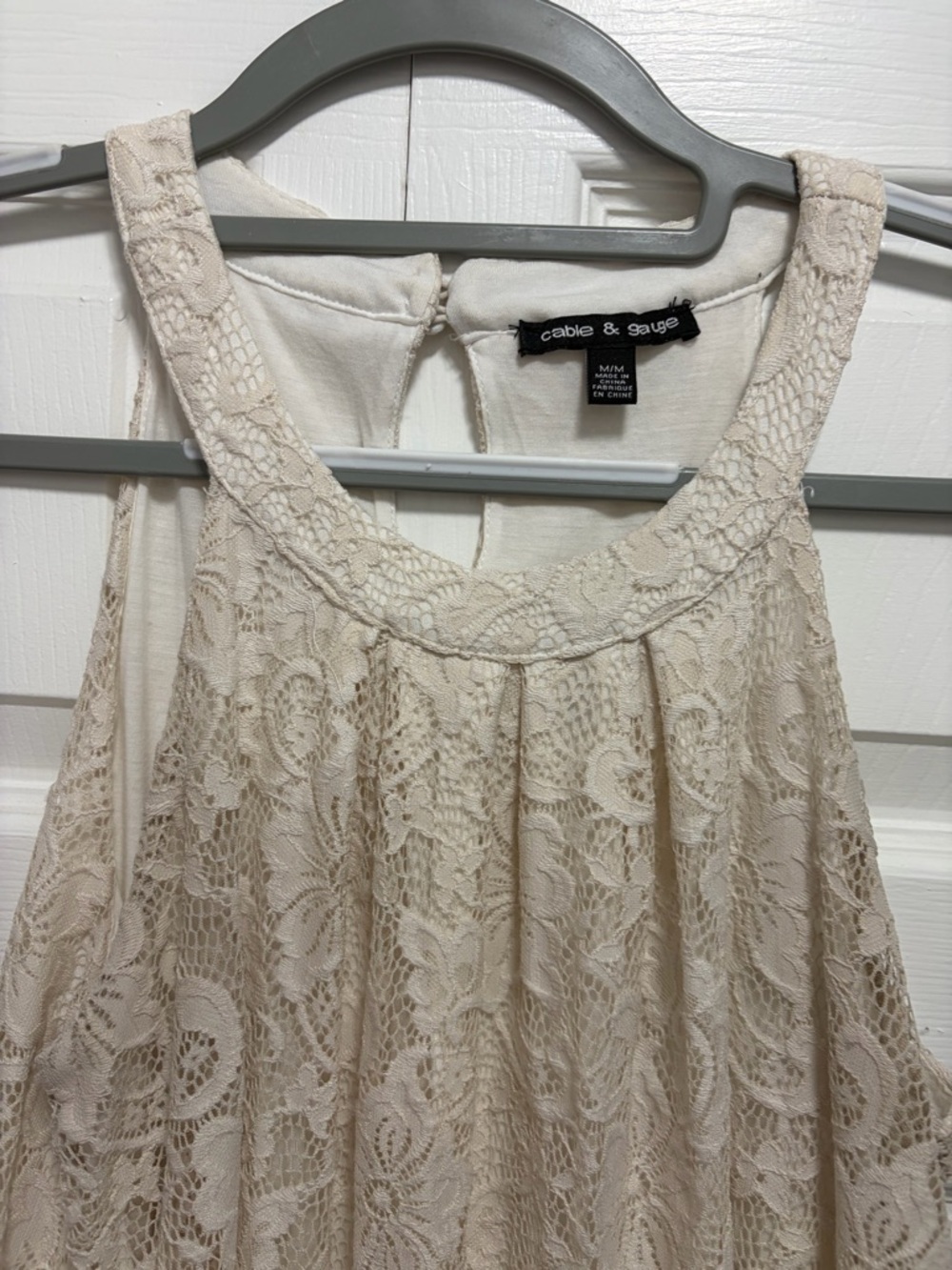 Cable & Gauge Cream Lace Racerback Camisole M. VTG Y2K